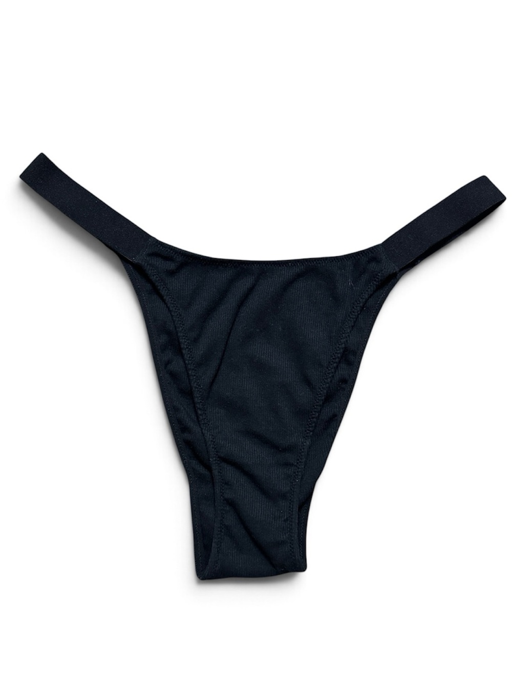Y2K Victoria's Secret PINK Black Ribbed V-Waist High Leg Panties Thong